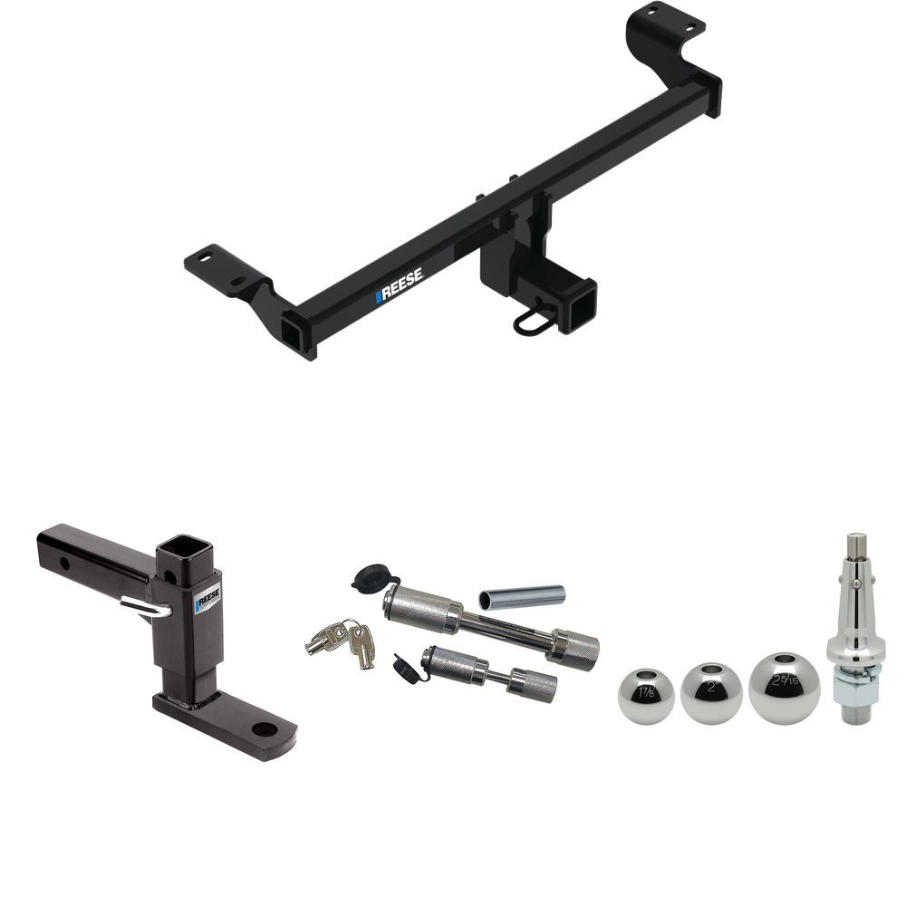 Fits 2021-2023 Lincoln Corsair Trailer Hitch Tow PKG w/ Adjustable Drop Rise Ball Mount + Dual Hitch & Copler Locks + Inerchangeable 1-7/8" & 2" & 2-5/16" Balls (Excludes: Plug-In-Hybrid Models) By Reese Towpower