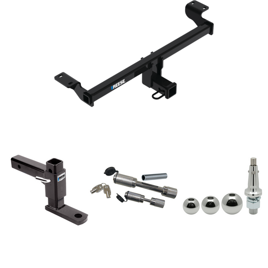 Fits 2021-2023 Lincoln Corsair Trailer Hitch Tow PKG w/ Adjustable Drop Rise Ball Mount + Dual Hitch & Copler Locks + Inerchangeable 1-7/8" & 2" & 2-5/16" Balls (Excludes: Plug-In-Hybrid Models) By Reese Towpower