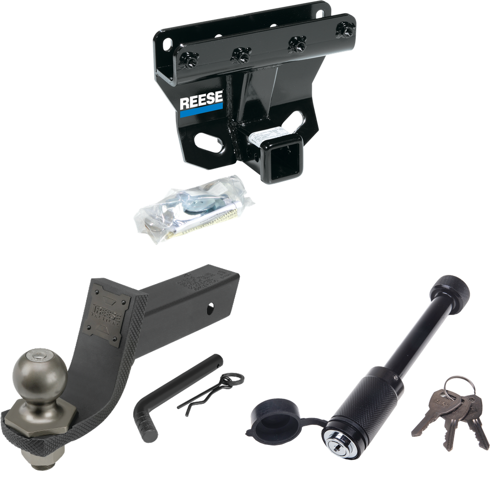 Fits 2005-2006 Jeep Grand Cherokee Trailer Hitch Tow PKG + Interlock Tactical Starter Kit w/ 3-1/4" Drop & 2" Ball + Tactical Dogbone Lock (Excludes: SRT-8 Models) By Reese Towpower