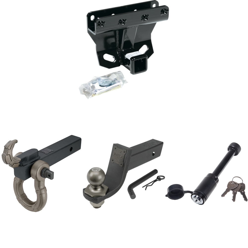 Fits 2005-2006 Jeep Grand Cherokee Trailer Hitch Tow PKG + Interlock Tactical Starter Kit w/ 3-1/4" Drop & 2" Ball + Tactical Hook & Shackle Mount + Tactical Dogbone Lock (Excludes: SRT-8 Models) By Draw-Tite