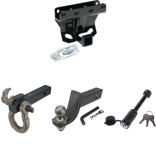 Fits 2005-2006 Jeep Grand Cherokee Trailer Hitch Tow PKG + Interlock Tactical Starter Kit w/ 3-1/4" Drop & 2" Ball + Tactical Hook & Shackle Mount + Tactical Dogbone Lock (Excludes: SRT-8 Models) By Draw-Tite