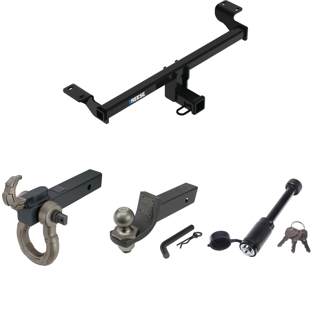 Fits 2021-2023 Lincoln Corsair Trailer Hitch Tow PKG + Interlock Tactical Starter Kit w/ 2" Drop & 2" Ball + Tactical Hook & Shackle Mount + Tactical Dogbone Lock (Excludes: Plug-In-Hybrid Models) By Reese Towpower