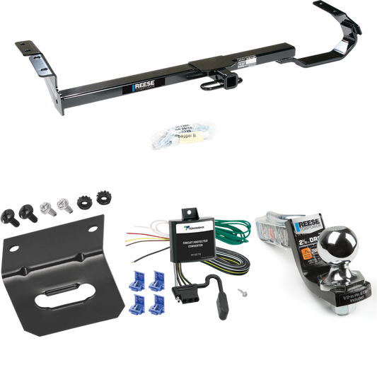 Fits 1999-2003 Toyota Solara Trailer Hitch Tow PKG w/ 4-Flat Wiring Harness + Interlock Starter Kit w/ 2" Ball 2-1/2" Drop 2" Rise + Wiring Bracket By Reese Towpower