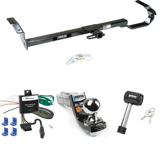 Se adapta al paquete de enganche de remolque Toyota Avalon 1995-1999 con arnés de cableado plano de 4 + kit de inicio de enclavamiento con bola de 2" Caída de 2-1/2" Elevación de 2" + bloqueo de enganche de Reese Towpower