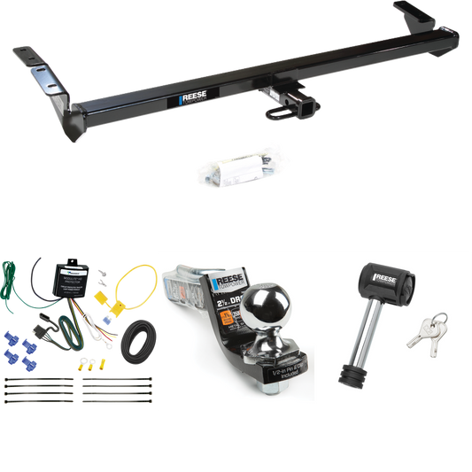 Fits 2000-2004 Toyota Avalon Trailer Hitch Tow PKG w/ 4-Flat Wiring Harness + Interlock Starter Kit w/ 2" Ball 2-1/2" Drop 2" Rise + Hitch Lock By Reese Towpower