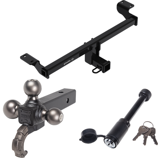 Fits 2021-2023 Lincoln Corsair Trailer Hitch Tow PKG + Triple Ball Tactical Ball Mount 1-7/8" & 2" & 2-5/16" Balls w/ Tow Hook + Tactical Dogbone Lock (Excludes: Plug-In-Hybrid Models) By Draw-Tite