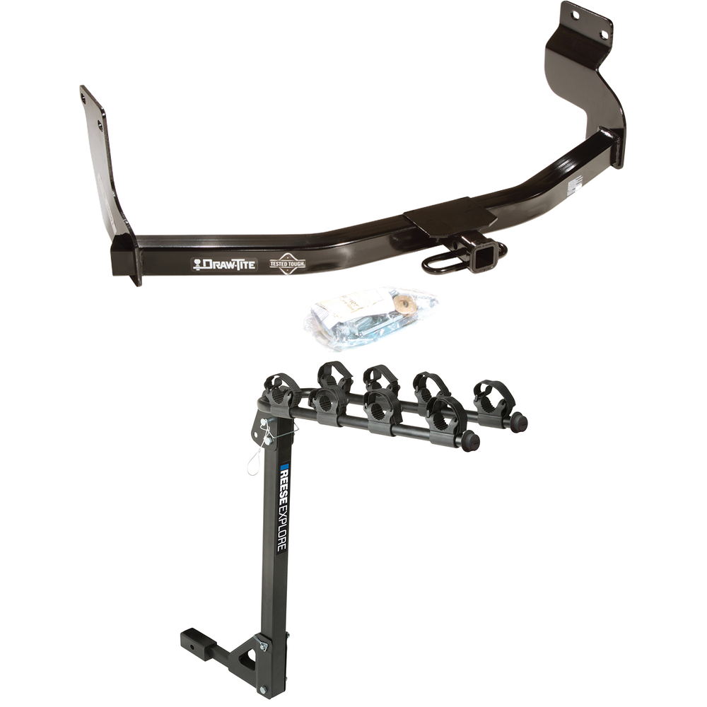 Fits 2008-2011 Mazda Tribute Trailer Hitch Tow PKG w/ 4 Bike Carrier Rack By Draw-Tite