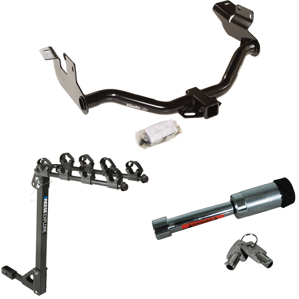 Se adapta al paquete de enganche de remolque Mazda Tribute 2005-2006 con soporte para 4 bicicletas + bloqueo de enganche de Draw-Tite