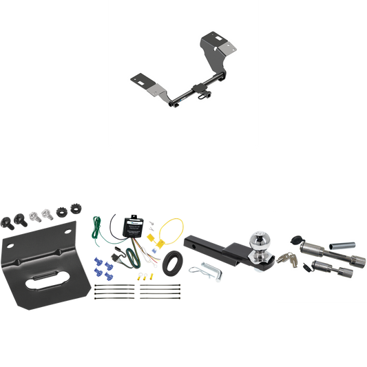 Fits 2019-2022 Toyota Avalon Trailer Hitch Tow PKG w/ 4-Flat Wiring Harness + Interlock Starter Kit w/ 2" Ball 1-1/4" Drop 3/4" Rise + Wiring Bracket + Dual Hitch & Coupler Locks By Reese Towpower