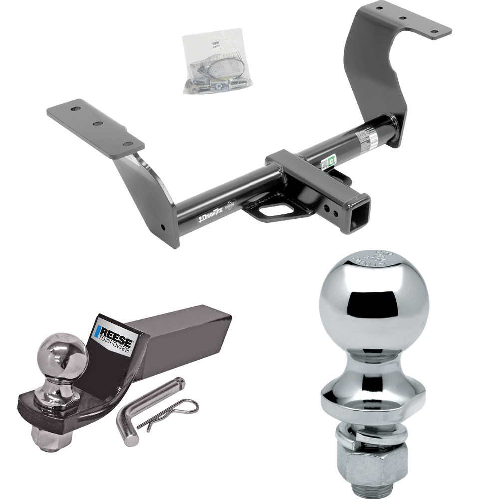 Fits 2014-2018 Subaru Forester Trailer Hitch Tow PKG w/ Starter Kit Ball Mount w/ 2" Drop & 2" Ball + 1-7/8" Ball By Draw-Tite