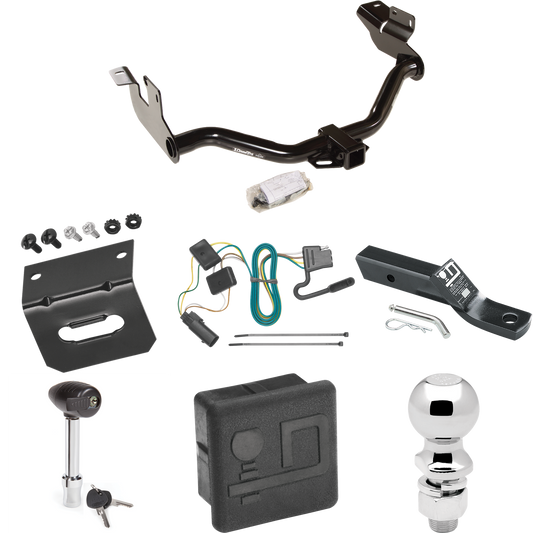 Fits 2008-2011 Mazda Tribute Trailer Hitch Tow PKG w/ 4-Flat Wiring + Ball Mount w/ 2" Drop + 2-5/16" Ball + Wiring Bracket + Hitch Lock + Hitch Cover (For w/Factory Tow Package Models) By Draw-Tite