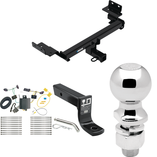 Fits 2017-2023 Jeep Compass Trailer Hitch Tow PKG w/ 4-Flat Wiring + Ball Mount w/ 4" Drop + 2-5/16" Ball (For (New Body Style) Models) By Reese Towpower