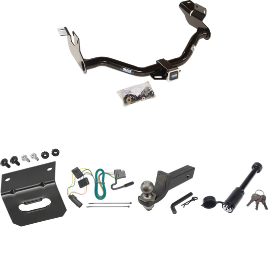 Fits 2008-2012 Ford Escape Trailer Hitch Tow PKG w/ 4-Flat Wiring + Interlock Tactical Starter Kit w/ 2" Drop & 2" Ball + Tactical Dogbone Lock + Wiring Bracket (For w/Factory Tow Package Models) By Reese Towpower