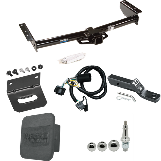 Fits 2000-2006 GMC Yukon XL 2500 Trailer Hitch Tow PKG w/ 4-Flat Wiring + Ball Mount w/ 2" Drop + Interchangeable Ball 1-7/8" & 2" & 2-5/16" + Wiring Bracket + Hitch Cover By Reese Towpower