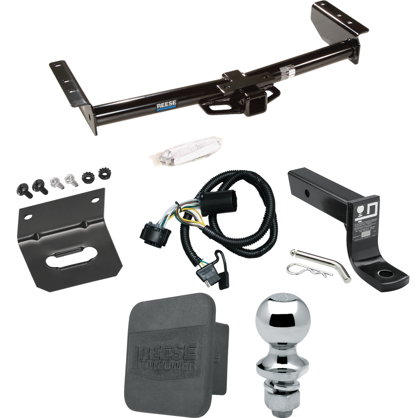 Fits 2002-2006 Chevrolet Avalanche 1500 Trailer Hitch Tow PKG w/ 4-Flat Wiring + Ball Mount w/ 4" Drop + 1-7/8" Ball + Wiring Bracket + Hitch Cover By Reese Towpower