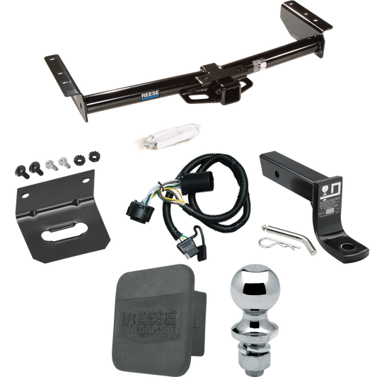 Fits 2002-2006 Chevrolet Avalanche 1500 Trailer Hitch Tow PKG w/ 4-Flat Wiring + Ball Mount w/ 4" Drop + 1-7/8" Ball + Wiring Bracket + Hitch Cover By Reese Towpower