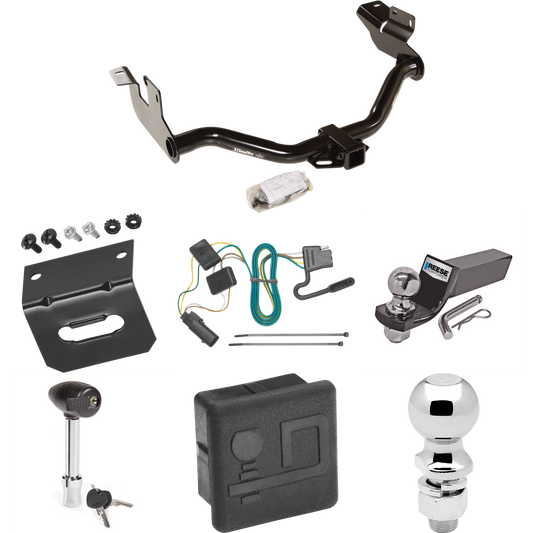 Fits 2008-2011 Mazda Tribute Trailer Hitch Tow PKG w/ 4-Flat Wiring + Starter Kit Ball Mount w/ 2" Drop & 2" Ball + 2-5/16" Ball + Wiring Bracket + Hitch Lock + Hitch Cover (For w/Factory Tow Package Models) By Draw-Tite