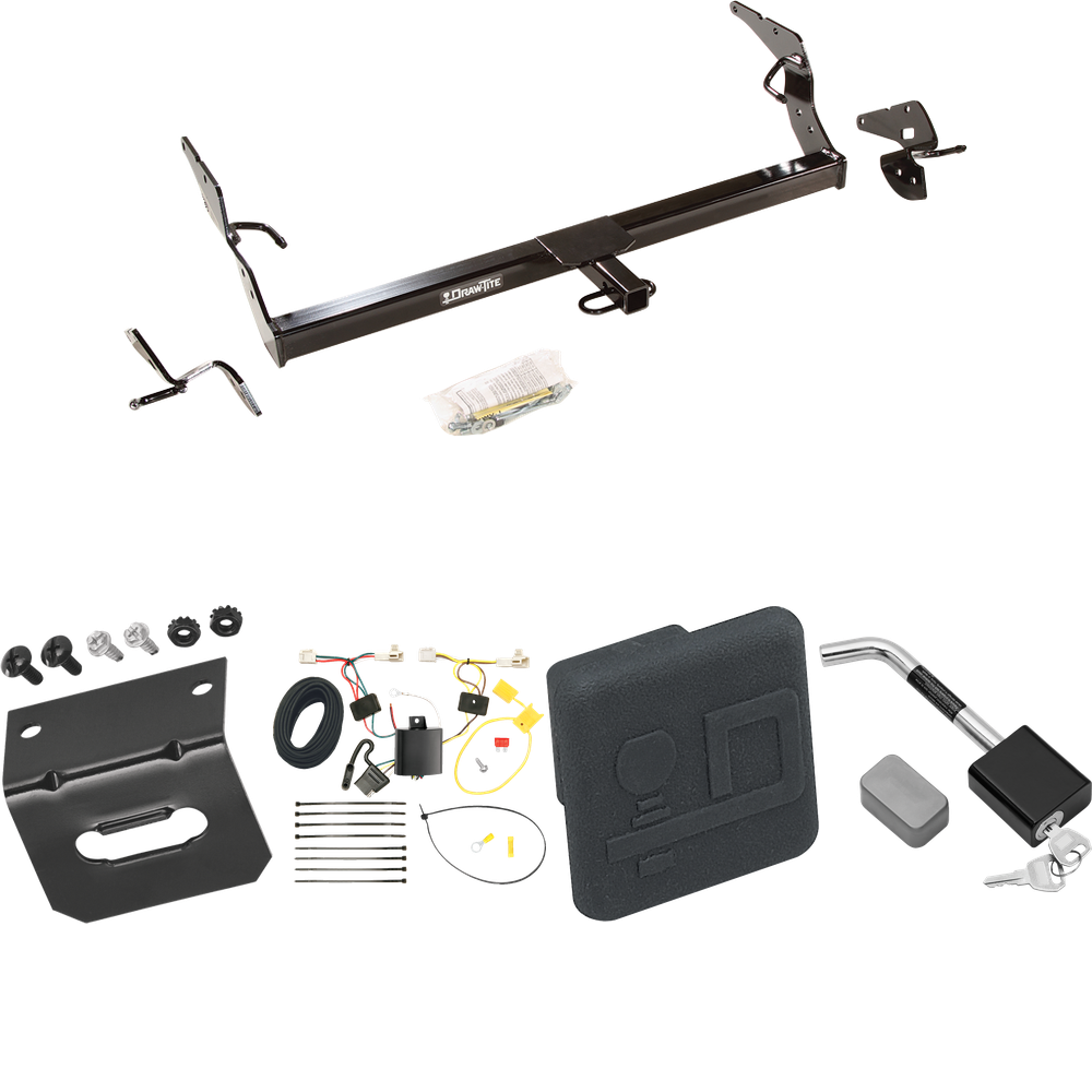 Se adapta al paquete de enganche de remolque Toyota Avalon 2011-2012 con arnés de cableado plano de 4 + cubierta de enganche + bloqueo de enganche de Draw-Tite