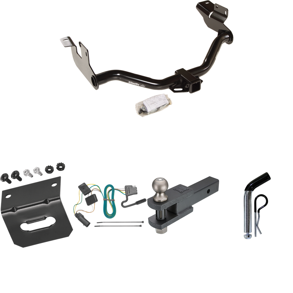 Fits 2008-2011 Mercury Mariner Trailer Hitch Tow PKG w/ 4-Flat Wiring Harness + Clevis Hitch Ball Mount w/ 2" Ball + Pin/Clip + Wiring Bracket (For w/Factory Tow Package Models) By Draw-Tite