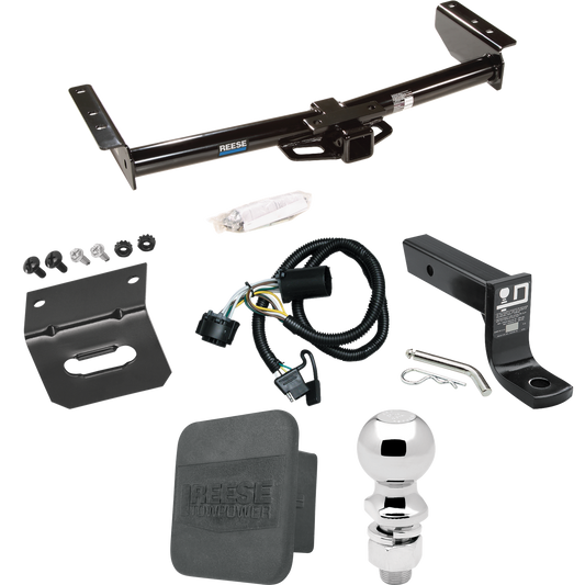 Fits 2002-2006 Chevrolet Avalanche 1500 Trailer Hitch Tow PKG w/ 4-Flat Wiring + Ball Mount w/ 4" Drop + 2-5/16" Ball + Wiring Bracket + Hitch Cover By Reese Towpower