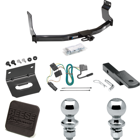 Fits 2008-2011 Mercury Mariner Trailer Hitch Tow PKG w/ 4-Flat Wiring Harness + Draw-Bar + 1-7/8" + 2" Ball + Wiring Bracket + Hitch Cover (For w/Factory Tow Package Models) By Reese Towpower