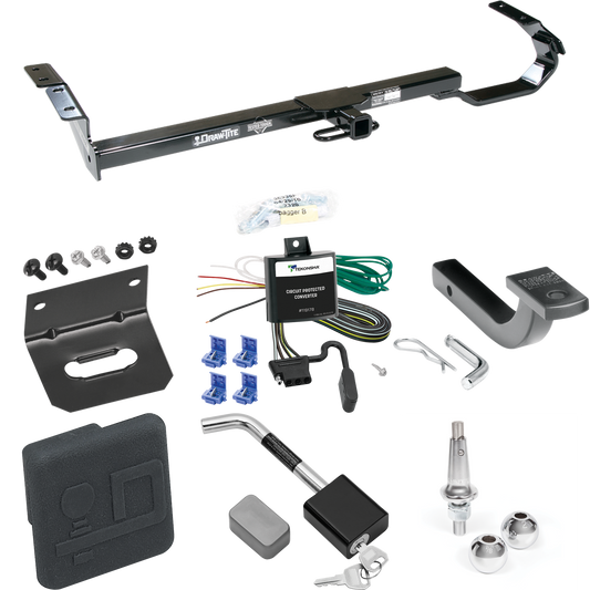 Fits 1997-2001 Toyota Camry Trailer Hitch Tow PKG w/ 4-Flat Wiring Harness + Draw-Bar + Interchangeable 1-7/8" & 2" Balls + Wiring Bracket + Hitch Cover + Hitch Lock (For Sedan Models) By Draw-Tite