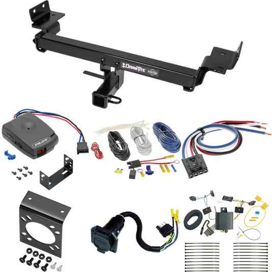 Se adapta al paquete de enganche de remolque Jeep Compass 2017-2023 con control de freno piloto serie Pro + adaptador de cableado BC genérico + cableado RV de 7 vías (para modelos (nuevo estilo de carrocería)) de Draw-Tite