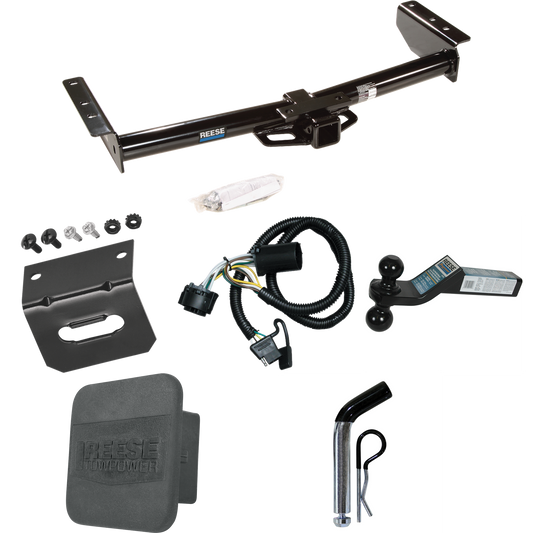 Fits 2000-2006 GMC Yukon XL 1500 Trailer Hitch Tow PKG w/ 4-Flat Wiring + Dual Ball Ball Mount 2" & 2-5/16" Trailer Balls + Pin/Clip + Wiring Bracket + Hitch Cover By Reese Towpower