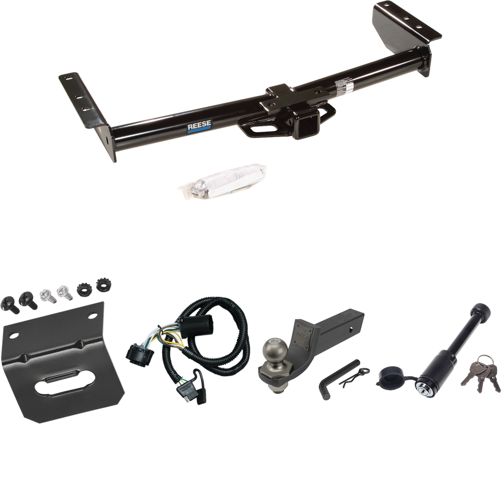 Fits 2001-2002 GMC Yukon Denali Trailer Hitch Tow PKG w/ 4-Flat Wiring + Interlock Tactical Starter Kit w/ 2" Drop & 2" Ball + Tactical Dogbone Lock + Wiring Bracket (For w/Amber Turn Signals Models) By Reese Towpower