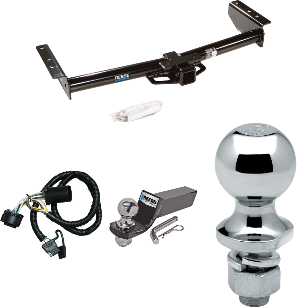 Fits 2002-2006 Chevrolet Avalanche 1500 Trailer Hitch Tow PKG w/ 4-Flat Wiring + Starter Kit Ball Mount w/ 2" Drop & 2" Ball + 1-7/8" Ball By Reese Towpower