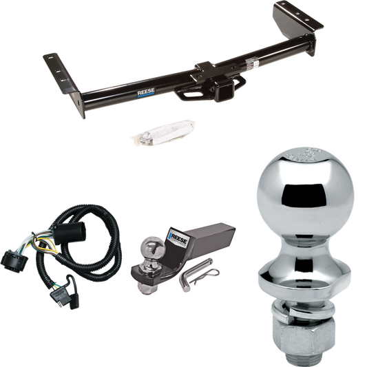 Fits 2002-2006 Chevrolet Avalanche 1500 Trailer Hitch Tow PKG w/ 4-Flat Wiring + Starter Kit Ball Mount w/ 2" Drop & 2" Ball + 1-7/8" Ball By Reese Towpower