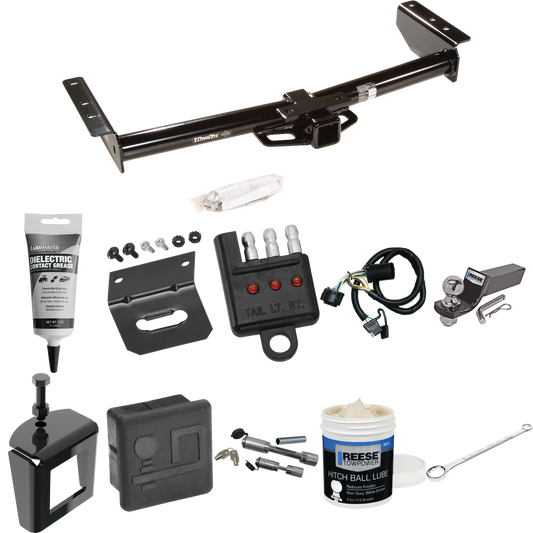 Fits 2000-2006 Chevrolet Tahoe Trailer Hitch Tow PKG w/ 4-Flat Wiring + Starter Kit Ball Mount w/ 2" Drop & 2" Ball + Wiring Bracket + Hitch Cover + Dual Hitch & Coupler Locks + Wiring Tester + Ball Lube + Electric Grease + Ball Wrench + Anti Rattle