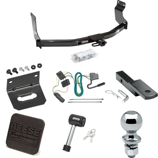 Fits 2008-2012 Ford Escape Trailer Hitch Tow PKG w/ 4-Flat Wiring Harness + Draw-Bar + 2" Ball + Wiring Bracket + Hitch Cover + Hitch Lock (For w/Factory Tow Package Models) By Reese Towpower