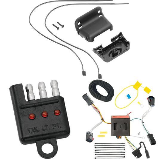 Se adapta al arnés de cableado del remolque del extremo del vehículo de 4 planos Jeep Compass 2011-2017 + soporte de cableado + probador de cableado (para modelos (estilo de carrocería antiguo)) de Tekonsha