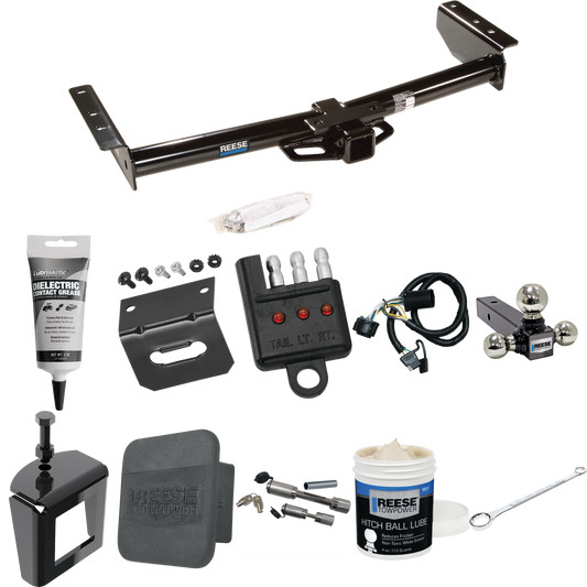 Fits 2000-2006 GMC Yukon XL 2500 Trailer Hitch Tow PKG w/ 4-Flat Wiring + Triple Ball Ball Mount 1-7/8" & 2" & 2-5/16" Trailer Balls + Wiring Bracket + Hitch Cover + Dual Hitch & Coupler Locks + Wiring Tester + Ball Lube + Electric Grease + Ball Wren