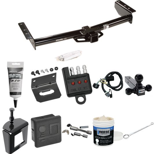 Fits 2000-2006 Chevrolet Suburban 1500 Trailer Hitch Tow PKG w/ 4-Flat Wiring + Triple Ball Ball Mount 1-7/8" & 2" & 2-5/16" Trailer Balls + Wiring Bracket + Hitch Cover + Dual Hitch & Coupler Locks + Wiring Tester + Ball Lube + Electric Grease + Bal