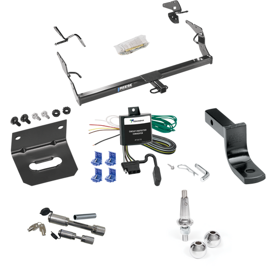 Se adapta al paquete de enganche de remolque Toyota Avalon 2005-2010 con arnés de cableado de 4 planos + barra de tracción + bolas intercambiables de 1-7/8" y 2" + soporte de cableado + enganche doble y cerraduras de acoplador de Reese Towpower