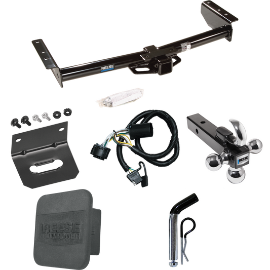 Fits 2000-2006 Chevrolet Suburban 1500 Trailer Hitch Tow PKG w/ 4-Flat Wiring + Triple Ball Ball Mount 1-7/8" & 2" & 2-5/16" Trailer Balls w/ Tow Hook + Pin/Clip + Wiring Bracket + Hitch Cover (For w/Amber Turn Signals Models) By Reese Towpower