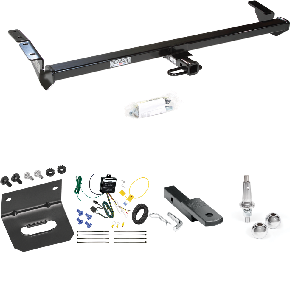 Fits 2000-2004 Toyota Avalon Trailer Hitch Tow PKG w/ 4-Flat Wiring Harness + Draw-Bar + Interchangeable 1-7/8" & 2" Balls + Wiring Bracket By Draw-Tite