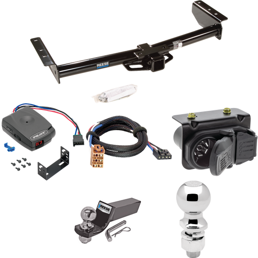 Fits 2000-2002 GMC Yukon XL 2500 Trailer Hitch Tow PKG w/ Pro Series Pilot Brake Control + Plug & Play BC Adapter + 7-Way RV Wiring + 2" & 2-5/16" Ball & Drop Mount By Reese Towpower