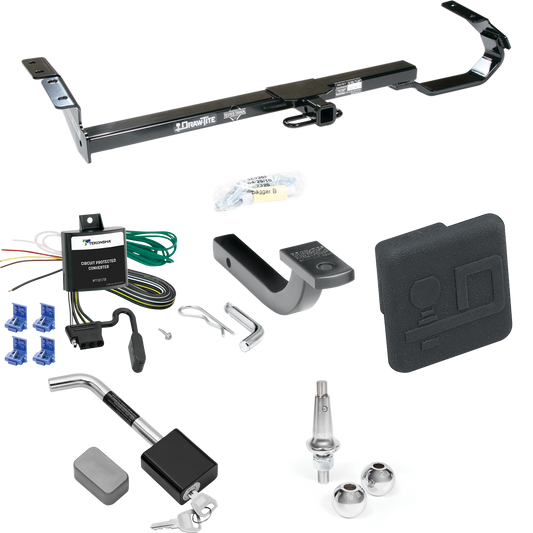 Fits 1999-2003 Toyota Solara Trailer Hitch Tow PKG w/ 4-Flat Wiring Harness + Draw-Bar + Interchangeable 1-7/8" & 2" Balls + Hitch Cover + Hitch Lock By Draw-Tite