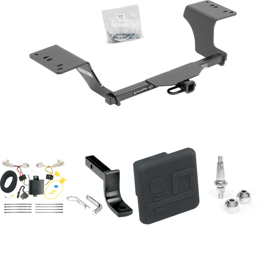 Fits 2013-2018 Toyota Avalon Trailer Hitch Tow PKG w/ 4-Flat Wiring Harness + Draw-Bar + Interchangeable 1-7/8" & 2" Balls + Hitch Cover By Draw-Tite