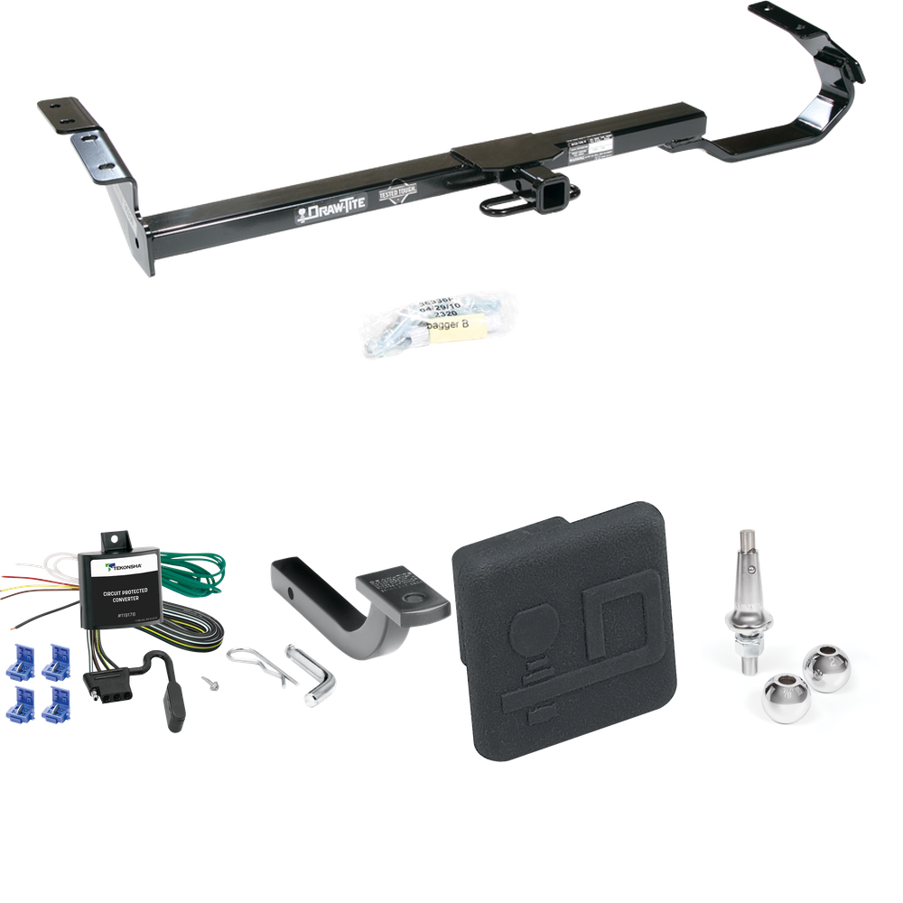 Se adapta al paquete de enganche de remolque Toyota Solara 1999-2003 con arnés de cableado de 4 planos + barra de tracción + bolas intercambiables de 1-7/8" y 2" + cubierta de enganche de Draw-Tite