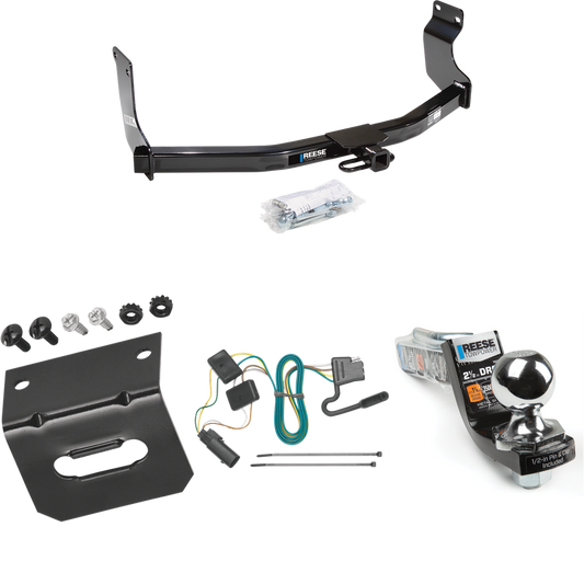 Fits 2008-2011 Mazda Tribute Trailer Hitch Tow PKG w/ 4-Flat Wiring Harness + Interlock Starter Kit w/ 2" Ball 2-1/2" Drop 2" Rise + Wiring Bracket (For w/Factory Tow Package Models) By Reese Towpower