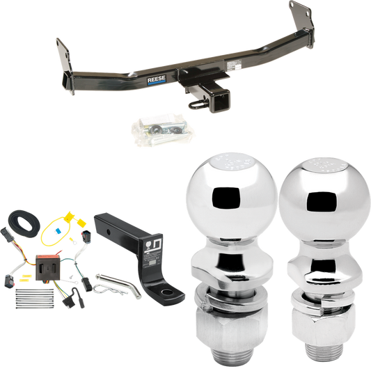 Fits 2011-2017 Jeep Compass Trailer Hitch Tow PKG w/ 4-Flat Wiring + Ball Mount w/ 4" Drop + 2" Ball + 2-5/16" Ball (For (Old Body Style) Models) By Reese Towpower