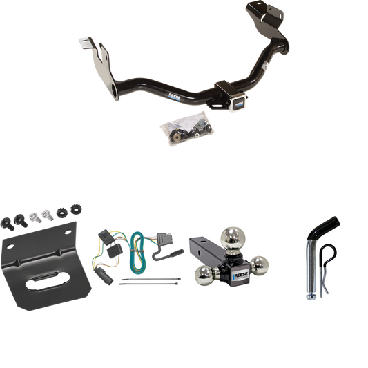 Fits 2008-2012 Ford Escape Trailer Hitch Tow PKG w/ 4-Flat Wiring Harness + Triple Ball Ball Mount 1-7/8" & 2" & 2-5/16" Trailer Balls + Pin/Clip + Wiring Bracket (For w/Factory Tow Package Models) By Reese Towpower