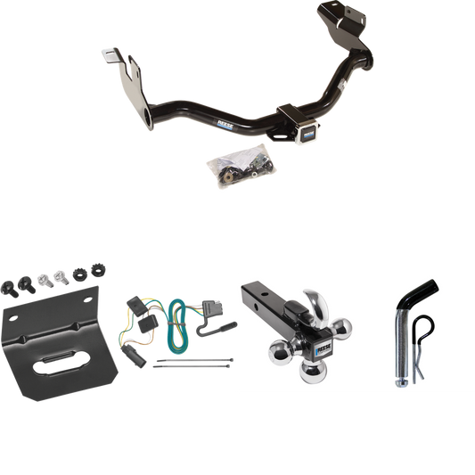 Fits 2008-2011 Mercury Mariner Trailer Hitch Tow PKG w/ 4-Flat Wiring Harness + Triple Ball Ball Mount 1-7/8" & 2" & 2-5/16" Trailer Balls w/ Tow Hook + Pin/Clip + Wiring Bracket (For w/Factory Tow Package Models) By Reese Towpower