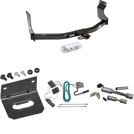 Se adapta al paquete de remolque con enganche para remolque Ford Escape 2008-2012 con arnés de cableado plano de 4 + soporte de cableado + enganche doble y cerraduras de acoplador (para modelos con paquete de remolque de fábrica) de Reese Towpower