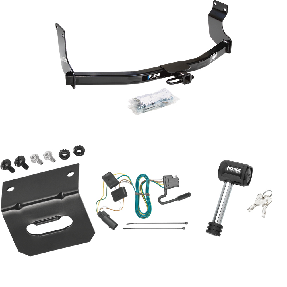 Se adapta al paquete de enganche de remolque Mercury Mariner 2008-2011 con arnés de cableado plano de 4 + soporte de cableado + bloqueo de enganche (para modelos con paquete de remolque de fábrica) de Reese Towpower