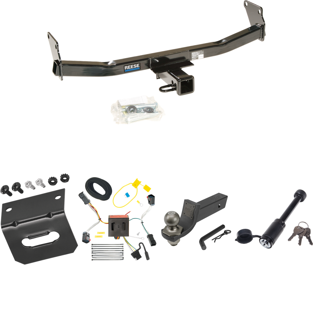 Fits 2011-2017 Jeep Compass Trailer Hitch Tow PKG w/ 4-Flat Wiring + Interlock Tactical Starter Kit w/ 2" Drop & 2" Ball + Tactical Dogbone Lock + Wiring Bracket (For (Old Body Style) Models) By Reese Towpower